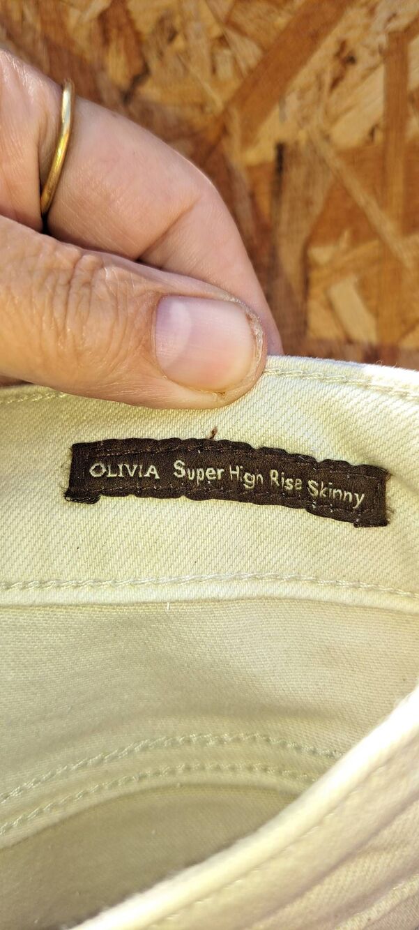 Dear John Olivia Jeans Size 27 Vanilla Ice Super High Rise Skinny Button Fly - Picture 5 of 8